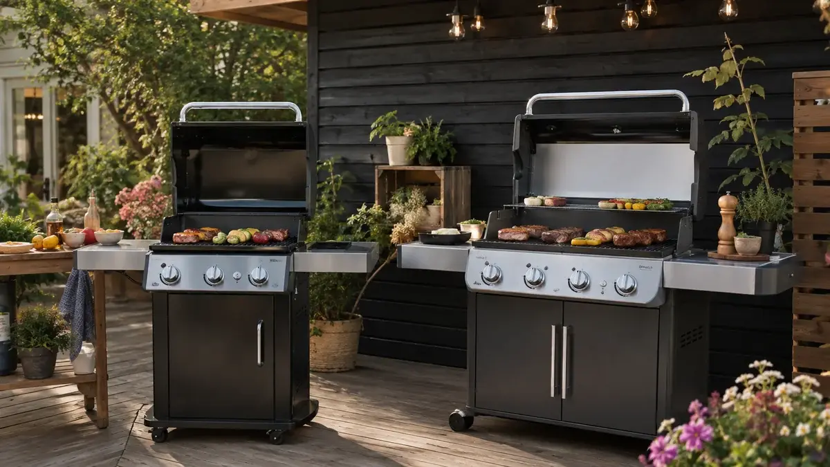 Weber Spirit och Weber Genesis gasolgrillar sida vid sida