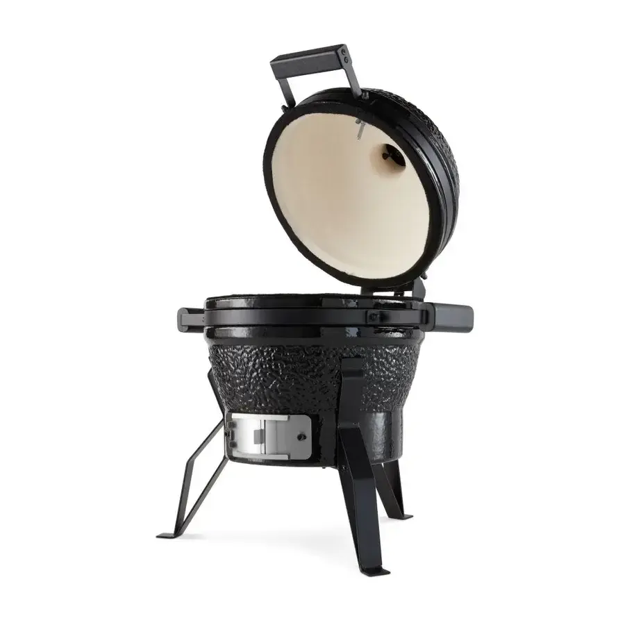 Svart keramisk Tostarp Kamado BBQ på 33 cm i kompakt bordsformat